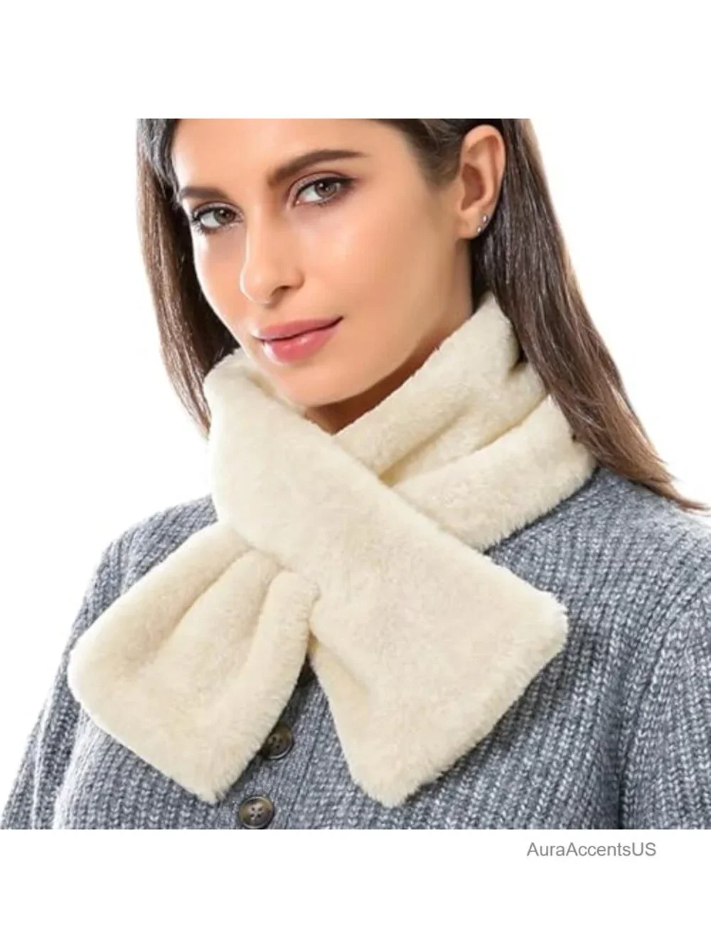 Women's Faux Fur Winter Scarf Neck Warmer Fluffy Wrap